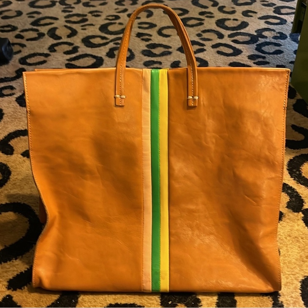 Clare V. Los Angeles | Tan with Triple Stripe down center